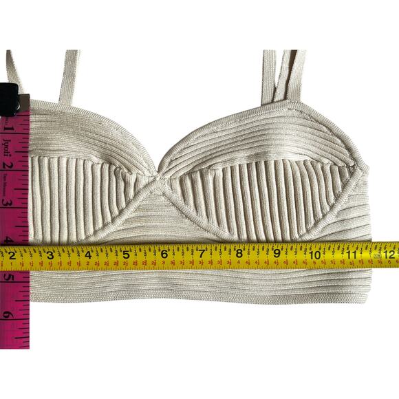 Jonathan Simkhai Ribbed Stretch Bustier Crop Top S Beige/Cream - Picture 5 of 6